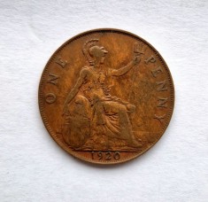 Marea Britanie 1 Penny 1920 moneda bronz km # 810 George V