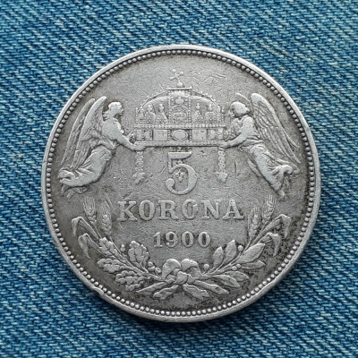 1k - 5 Korona 1900 Ungaria / Corona, Coroane / argint / Franz Joseph foto