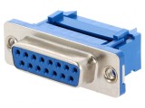 Mufă D-Sub 15 pini pentru cablu-bandă IDC 1,27mm UNC 4-40, CONNFLY