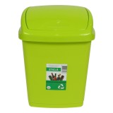 Cos gunoi Agora Plast din plastic, forma dreptunghiulara, verde, cu capac batant, 18 L