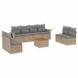 Cumpara ieftin Set canapele de gradina, 9 piese, cu perne, bej, poliratan