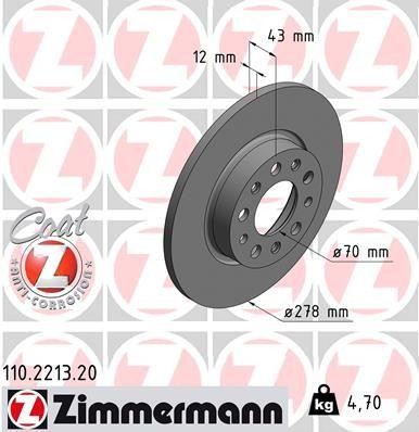 ZIMMERMANN COAT Z 110.2213.20 Disc frana plin, acoperit (cu un strat protector) foto