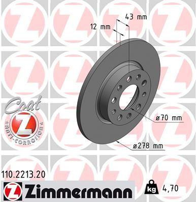 ZIMMERMANN COAT Z 110.2213.20 Disc frana plin, acoperit (cu un strat protector)