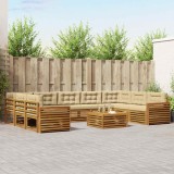 vidaXL Seturi de canapele 10 pcs Natural și Bej Lemn Solid de Acacia 3374178
