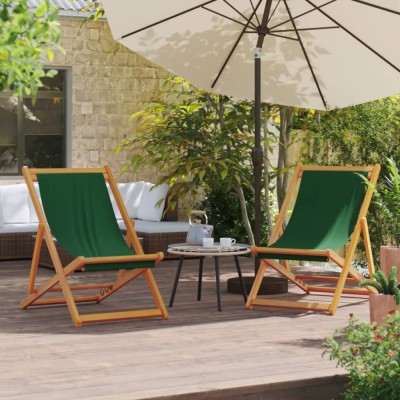 Gossi scaune de plaja pliante, 2 buc., verde, material textil foto