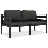 VidaXL Set mobilier de grădină cu perne, 2 piese, antracit, aluminiu 49238