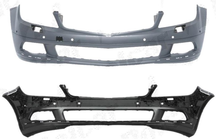 Bara fata Mercedes Clasa C (W204), 03.2007-03.2011, grunduit, cu gauri pentru spalatoare faruri,cu gauri pentru senzori de parcare, 2048800940