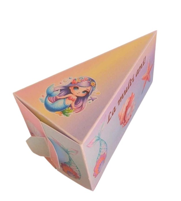 Cutie in forma de felie tort din carton de 160 gr model Sirena 12 x 7 x 5 cm