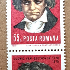TIMBRE ROMANIA MNH LP748/1970 200 ani nașterea Beethoven- Serie în pereche