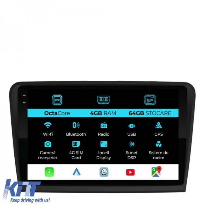Navigatie Dedicata Skoda Superb 2 (2008-2015), 10Inch, 4Gb Ram, 64Gb Stocare, Carplay Performance AutoTuning