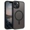 Husa de protectie compatibila cu iPhone 15, MagSafe, Impermeabil, Antizgarieturi, Anticadere, Semi-Transparenta cu Textura Mata, Neagra