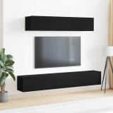 VidaXL Set dulap TV, 4 piese, negru, lemn prelucrat