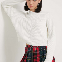 Hollister Co. pulover femei, culoarea alb