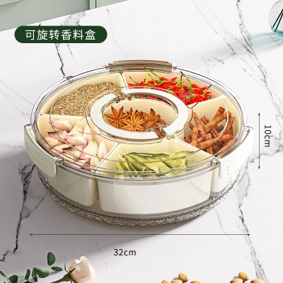 Six-grid kitchen sealed spice storage box with handles - Color: Six-grid rotatable storage box with handles foto