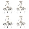 VidaXL Candelabre suspendate de plafon cu cristale 4 buc. alb elegant