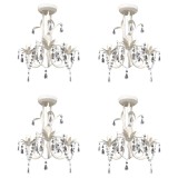 VidaXL Candelabre suspendate de plafon cu cristale 4 buc. alb elegant