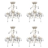 VidaXL Candelabre suspendate de plafon cu cristale 4 buc. alb elegant