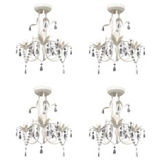 vidaXL Candelabre suspendate de plafon cu cristale 4 buc. alb elegant