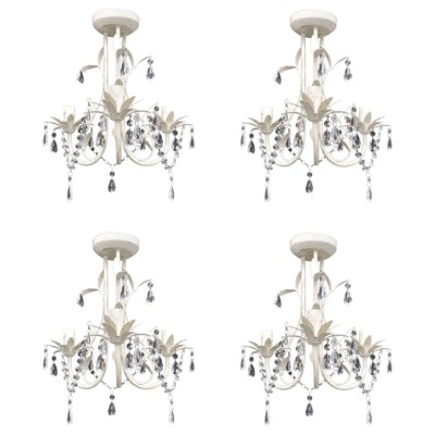 vidaXL Candelabre suspendate de plafon cu cristale 4 buc. alb elegant foto