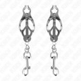 KINK - JAPANESE CLOVER NIPPLE CLAMPS WITH HOOKS SILVER, KINK NIPPLE GRIP