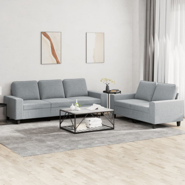 vidaXL Set de canapele, 2 piese, gri deschis, material textil 3201898