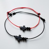 Set bratari pentru el si ea cu turmalina neagra si cruciulita din lava vulcanica - protectie