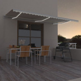 VidaXL Copertină retractabilă manual cu LED, crem, 600x350 cm