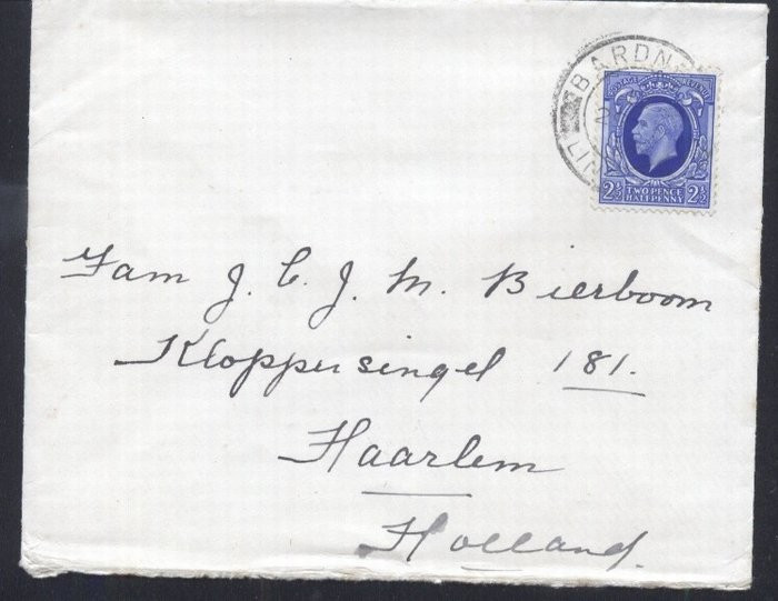 Great Britain 1937 Postal History Rare, Cover to Netherland Haarlem D.103