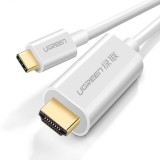 CABLU video Ugreen, &quot;MM121&quot; USB Type-C (T) la HDMI (T), rezolutie maxima 4K UHD (3840 x 2160) la 60 Hz, 1.5m, ABS, alb &quot;30841&quot; (timbru verde 0.8 lei)