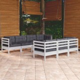 Gossi set mobilier de gradina cu perne, 8 piese, lemn masiv de pin
