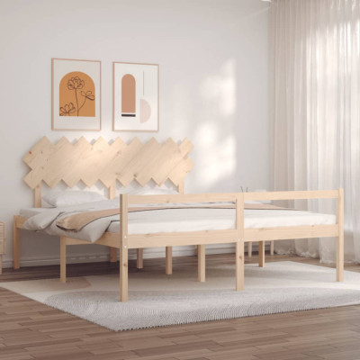 vidaXL Cadru de pat senior cu tăblie, Super King Size, lemn masiv foto