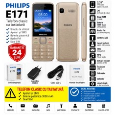 Telefon Mobil Philips E171 auriu , NOU Garantie 24 Luni