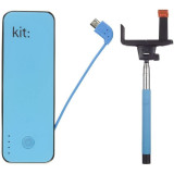 Kit Bundle, Incarcator portabil universal Fashion 4500 mAh + Selfie Stick Bluetooth, PWR4BTSSBLBUN Blue