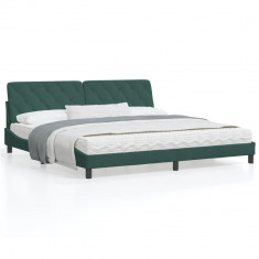vidaXL Cadru de pat cu lumini LED, verde închis, 200x200 cm, catifea