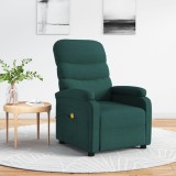 VidaXL Fotoliu de masaj, verde &icirc;nchis, material textil