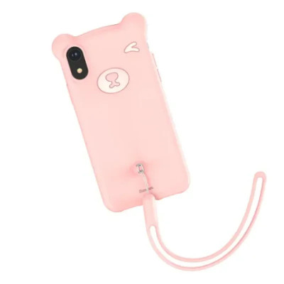 Husa iPhone XR Bear Silicone Roz Baseus foto