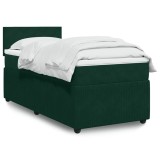 vidaXL Pat continental cu saltea, verde &icirc;nchis, 80x200 cm, catifea 3289887
