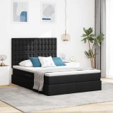Cumpara ieftin Pat cu LED si saltea Negru 140 x 190 cm Tesatura