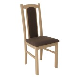 Scaun bucatarie / living fix S-37, tapitat, lemn + stofa, maro inchis + stejar sonoma