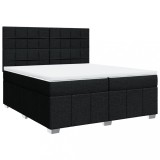 Cumpara ieftin Pat box spring cu saltea, negru, 200x200 cm, textil