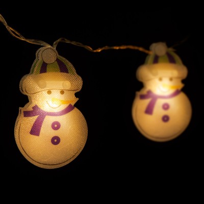 Lumină cu LED - om de zăpadă - 10 LED - 1,35 metri - alb cald - 2 x AA foto