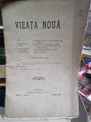 Revista Vieata Noua Nr. 11 iulie 1908 foto