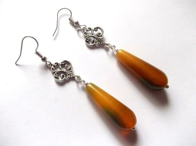 cercei agate verde mustar 46289 foto