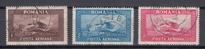 ROMANIA 1928 LP 80 a C. RAIU FILIGRAN VERTICAL SERIE STAMPILATA
