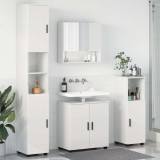 vidaXL Set de mobilier pentru baie Pe perete 4 pcs Alb foarte lucios
