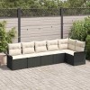 VidaXL Set de canapele pentru grădină cu pernă 6 pcs Negru Rattan poli 3354046