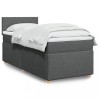Pat box spring cu saltea, gri &icirc;nchis, 80x200 cm, textil