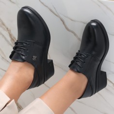 Pantofi dama cu toc Negri din Piele Naturala Daruisa, 36