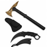 Cumpara ieftin Set topor survivor si cutit karambit Night, DEPOX&reg;, 19 cm/39 cm, negru