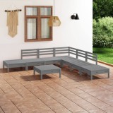 Gossi set mobilier de gradina, 8 piese, gri, lemn masiv de pin